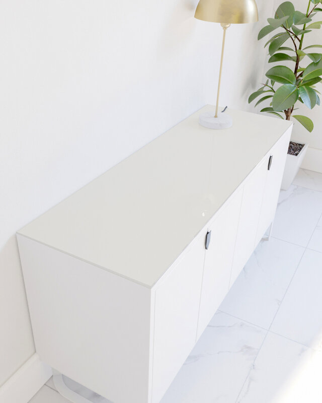 Glasplatte f&uuml;r Kommode und Sideboard - Farbe Weiss