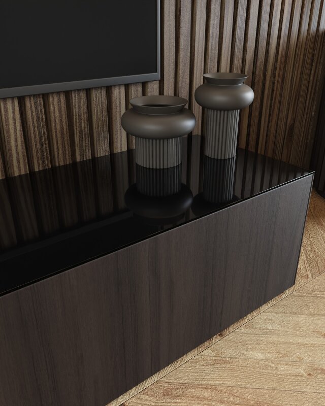 Glasplatte f&uuml;r Kommode und Sideboard - Farbe Schwarz