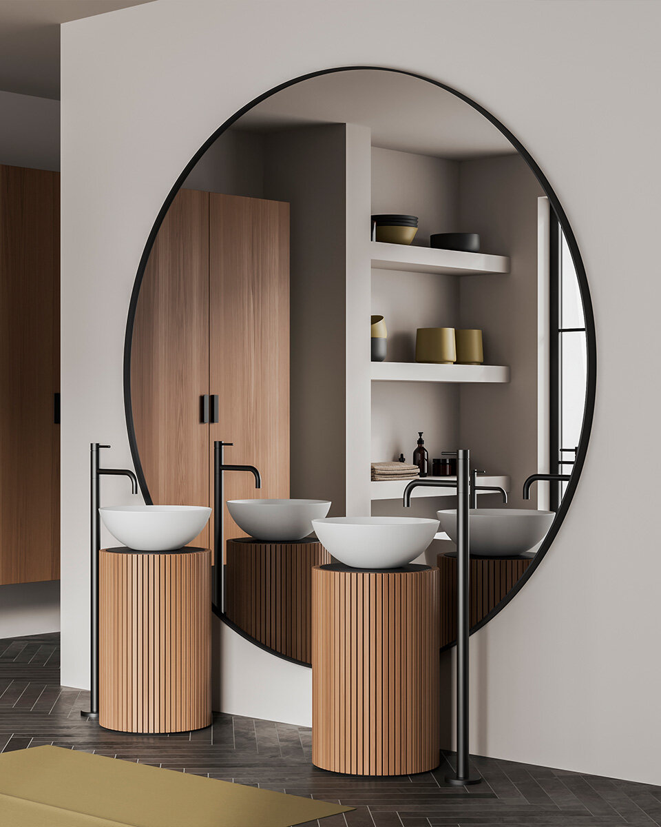 runder xxl spiegel mit schwarzem metallrahmen, 419,00 chf