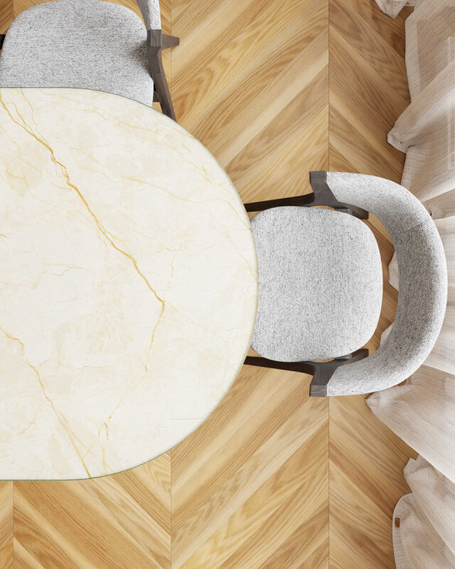Dekorglas Tischplatte nach Mass - Marmor Beige