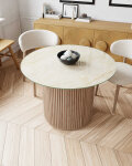 Dekorglas Tischplatte nach Mass - Marmor Beige