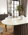 Dekorglas Tischplatte nach Mass - Marmor Beige