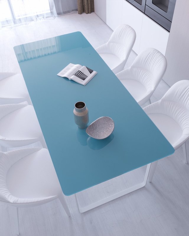 Glas Tischplatte nach Mass - Farbe Pastellblau