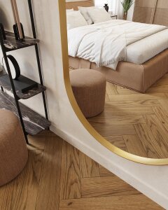 Evox Plus - ovaler Spiegel mit goldenem Alurahmen